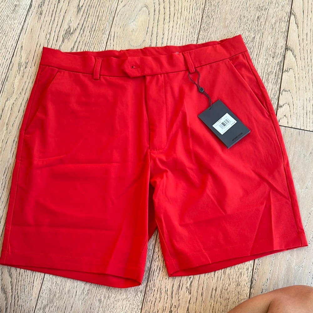 G/FORE Red Flat Front Athletic Shorts